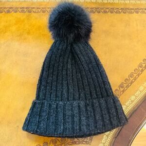 Chunky Ribbed Black Pom Pom Winter Beanie Hat NEW